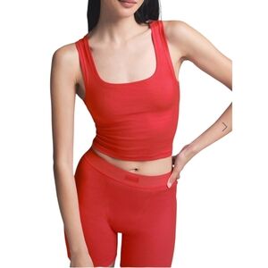 SKIMS 2 Piece Ribbed Cotton Tank Top and Boxer Set - New